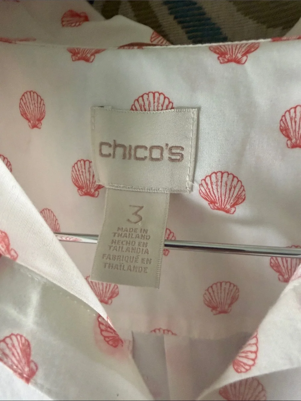 Chico's White Blouse with Shell Motif